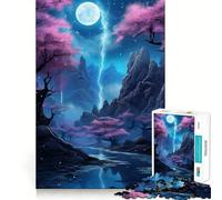 Puzzle de 1000 pièces Paysage Fantastique du Ciel Nocturne pour Adolescents, Jeu de réflexion, activité à la Maison, Bords précis, liste de souhaits du Père Noël (38x52cm)