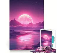 Puzzle de 1000 pièces Paysage Fantastique néon pour Adolescents, Jeu de réflexion, activité à la Maison, Bords précis, liste de souhaits du Père Noël (38x52cm)