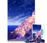 Puzzle de 1000 pièces Paysage Grec Art de Voyage Assemblage Parfait Jeu créatif et Stimulant Temps de Repos et de Jeu Décoration de Noël (38x52cm)