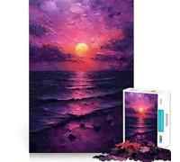 Puzzle de 1000 pièces Paysage Marin au Coucher du Soleil Violet pour Adolescents, idéal pour développer la réflexion et la Joie en Famille, avec des Bords précis, Un Cadeau mémorable (38x26cm)