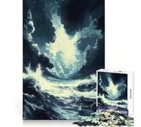 Puzzle de 1000 pièces Paysage Marin orageux pour Adolescents, Puzzle logique Solide, Jeu de précision, Cadeau de Noël Amusant et apaisant 50x75cm