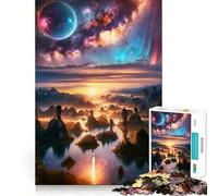 Puzzle de 1000 pièces Paysage onirique céleste Aube Ajustement Parfait Art Entraînement Mental Amusant Repos Jeu Cadeau de Noël Calme (50x75cm)