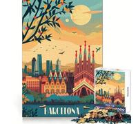 Puzzle de 1000 pièces Paysage onirique de Barcelone pour Adolescents stimule la réflexion, apaise et distrait, découpe Nette, (38x52cm)