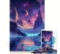 Puzzle de 1000 pièces Paysage planétaire glaciaire Cosmique néon pour Adultes, Puzzle Stimulant la réflexion, Moment de détente, Bords précis, Cadeau Exquis (38x26cm)