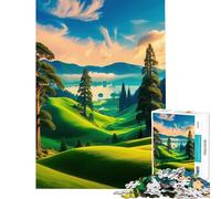 Puzzle de 1000 pièces Paysage Serein avec collines ondulantes Difficile et Stimulant activités familiales Jeux relaxants pour Les 14 Ans et Plus (50x75cm)
