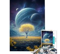 Puzzle de 1000 pièces Paysage Spatial avec Arbre doré Jeu Familial Stimulant l'intelligence et Le Cerveau Jouet addictif pour améliorer la mémoire (Taille 50x75cm)