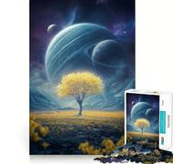 Puzzle de 1000 pièces Paysage Spatial avec Arbre doré pour Adolescents, Jeu de logique Fine, Divertissement Relaxant, décoration Murale aux Bords Nets (38x26cm)
