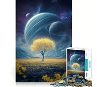 Puzzle de 1000 pièces Paysage Spatial avec Arbre doré pour Adolescents, Jeu de logique mentale, Silencieux et précis, idéal pour Les vœux du Père Noël (50x75cm)
