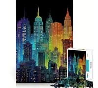 Puzzle de 1000 pièces Paysage Urbain Arc-en-Ciel, New York pour Adultes, Collection Joy Quality Edge Art (50x75cm), idéal pour développer Ses capacités mentales
