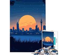 Puzzle de 1000 pièces Paysage Urbain au Coucher du Soleil Art numérique Jeux éducatifs Jeu Stimulant Jouets Cadeaux pour Femmes et Hommes Activités familiales (Dimensions 38x52cm)