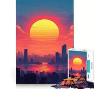 Puzzle de 1000 pièces Paysage Urbain au Coucher du Soleil pour Adolescents, idéal pour se ressourcer et se détendre 38x26cm