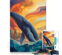 Puzzle de 1000 pièces Paysage Urbain bondissant avec Baleine pour Adolescents Jeu Stimulant pour Le Cerveau,emboîtement précis sans espaces,activité relaxante en Groupe à l’intérieur (50x75cm)