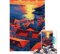 Puzzle de 1000 pièces Paysage Urbain côtier au Coucher du Soleil Difficile et Stimulant Jeu Pratique pour Les 14 Ans et Plus 38x52cm