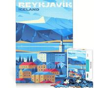 Puzzle de 1000 pièces,Paysage Urbain de Reykjavik,Islande,Assemblage Parfait,Jeu créatif et Artistique,Moment de détente et de Jeu,décoration de Noël (50x75cm)