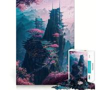 Puzzle de 1000 pièces Paysage Urbain de Sakura néon pour Adolescents, Jouet d'entraînement cérébral, Loisir Facile, Assemblage d'image, Cadeau élégant (38x26cm)