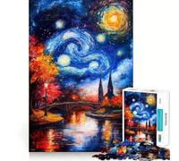 Puzzle de 1000 pièces Paysage Urbain sous Un Ciel étoilé pour Adolescents, défi cérébral, activité à la Maison, découpe Nette, Cadeau touchant 38x52cm
