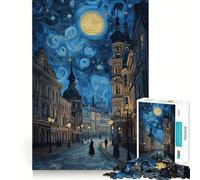 Puzzle de 1000 pièces Paysage Urbain sous Un Ciel étoilé pour Adolescents Jeu de logique et de Construction Amusant, découpe de précision, Cadeau élégant 38x52cm
