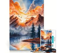 Puzzle de 1000 pièces Paysages naturels à l'aquarelle Découpe Laser pour Un Assemblage Parfait Activité de Partage et de Concentration idéale pour Les Proches (50x75cm)