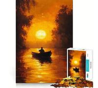 Puzzle de 1000 pièces Pêche au Coucher du Soleil pour Adolescents Un Jeu de logique Clair, Un Passe-Temps Calme, Une découpe Parfaite et Un Cadeau Classique 38x52cm