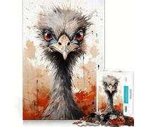 Puzzle de 1000 pièces Peinture d'autruche pour Adolescents, Stimulant la réflexion, Joie familiale, Bords précis, Cadeau mémorable (38x52cm)