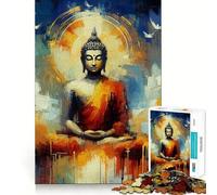 Puzzle de 1000 pièces Peinture de Bouddha Ajustement Parfait Jeu Stimulant pour Le Cerveau Temps de Repos Décoration Murale de Noël (50x75cm)