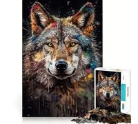 Puzzle de 1000 pièces Peinture de Loup Jeu de mémoire Amusant Surface Lisse sans bavures Défi divertissant pour Les Loisirs (50x75cm)
