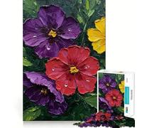 Puzzle de 1000 pièces Peinture Florale éclatante pour Adolescents,Jeu Stimulant Le Cerveau,Assemblage précis sans espaces,activité relaxante en Groupe à l'intérieur (38x52cm)
