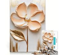 Puzzle de 1000 pièces Peinture Florale pêche et Or pour Adolescents Un Jeu intellectuel Stimulant, Un Moment de Partage et de qualité, Un Cadeau mémorable (50x75cm)