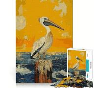 Puzzle de 1000 pièces Pélican Observant l'océan pour Adultes Un Jeu de logique Clair et Amusant, aux découpes parfaites, Un Cadeau élégant (38x26cm)