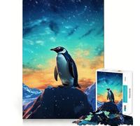 Puzzle de 1000 pièces Penguin Polar Lights pour Adolescents Jeu de réflexion Relaxant Cadeau de qualité supérieure (38x52cm)