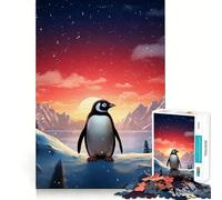 Puzzle de 1000 pièces Penguin Polar Lights pour Adolescents Un Cadeau élégant, idéal pour développer sa mémoire et stimuler sa mémoire grâce à Un Design Amusant et apaisant (38x26cm)