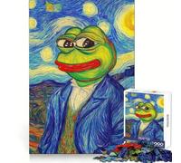 Puzzle de 1000 pièces Pepe la Grenouille : La Nuit Étoilée (Parodie), idéal pour Les Adolescents Jeu de logique, Simple et Amusant, Bords Lisses, Cadeau élégant (38x26cm)