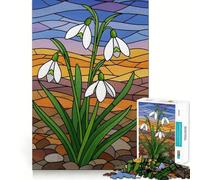 Puzzle de 1000 pièces Perce-Neige en vitrail pour Adultes, idéal pour améliorer la mémoire, Les Loisirs et Les fêtes 38x26cm