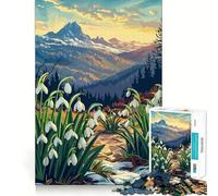 Puzzle de 1000 pièces Perce-Neige et Vue sur la Montagne pour Adolescents, Jeu de logique, pièce de Collection découpée avec précision (50x75cm)