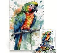 Puzzle de 1000 pièces Perchoir Aquarelle Perroquet pour Adultes et Adolescents, Jeu de logique, détente, découpe de précision, (38x26cm)