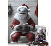 Puzzle de 1000 pièces Père Noël Requin sur Les Toilettes pour Adolescents, Jeu de logique et de Loisirs, Cadeau Original 38x52cm