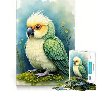Puzzle de 1000 pièces Perroquet Aquarelle et Fleurs Jaunes pour Adultes,Jeu de mémoire,Assemblage précis sans espaces,activité apaisante pour Une Pause mentale (38x52cm)