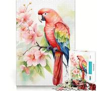 Puzzle de 1000 pièces Perroquet Aquarelle pour Adultes Jeu de réflexion et de Concentration Jeu Silencieux et Amusant Bords serrés Cadeau de Noël (38x26cm)