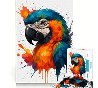 Puzzle de 1000 pièces Perroquet Aquarelle pour Adultes Jeu de réflexion Stimulant Temps de détente Bords précis Cadeau raffiné (38x52cm)