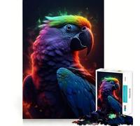Puzzle de 1000 pièces Perroquet aux Couleurs néon éclatantes pour Adultes Jeu cérébral Relaxant Bords tranchants Cadeau de qualité supérieure (38x26cm)