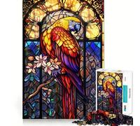 Puzzle de 1000 pièces Perroquet en vitrail pour Adolescents Idée Cadeau de Saison Détente et Amusement garantis 38x26cm