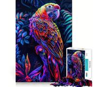 Puzzle de 1000 pièces Perroquet néon dans la Jungle pour Adolescents, Jeu d'entraînement cérébral, activité à Domicile, Art à Assembler, Cadeau Exquis (38x52cm)