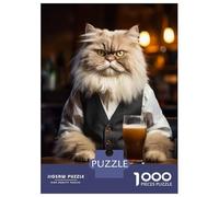 Puzzle De 1000 Pièces Persian Cat in The Pub Puzzle Adulte Jeu Familial Décoration Parfaite Cadeaux Uniques d'anniversaire Et De Noël 52x38cm/1000pcs