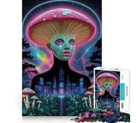 Puzzle de 1000 pièces Personnage Champignon dans Un Paysage Cyberpunk pour Adultes, Jeu cérébral Relaxant, Cadeau de qualité supérieure (38x52cm)