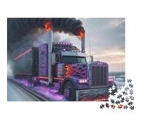 Puzzle de 1000 pièces personnalisé sur Le thème d'un Camion en feu sur la Route. Jeu éducatif pour Adultes, décoration Originale et stimulante, idéal comme Cadeau d'anniversaire. 38 x 26 cm
