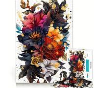 Puzzle de 1000 pièces Pétales et Or pour Adultes, Puzzle Relaxant et apaisant, Image à Assembler, Cadeau du Père Noël (38x26cm)