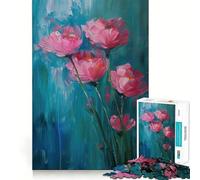Puzzle de 1000 pièces Pétales Roses et Jardin Bleu pour Adultes, idéal pour développer sa mémoire, se détendre et s'amuser Cadeau de Noël (50x75cm)