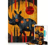 Puzzle de 1000 pièces Petit rhinocéros Adorable pour Adolescents, Jeu de logique mentale, Silencieux et précis, idéal pour Les vœux de Noël (38x52cm)