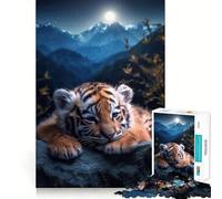 Puzzle de 1000 pièces Petit Tigre au Clair de Lune pour Adolescents, idéal pour développer Ses capacités cognitives et Passer Un agréable Moment de détente 38x26cm