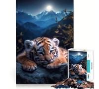 Puzzle de 1000 pièces Petit Tigre au Clair de Lune pour Adolescents stimule la mémoire, réduit Le Stress, découpe de qualité supérieure, Cadeau précieux 50x75cm